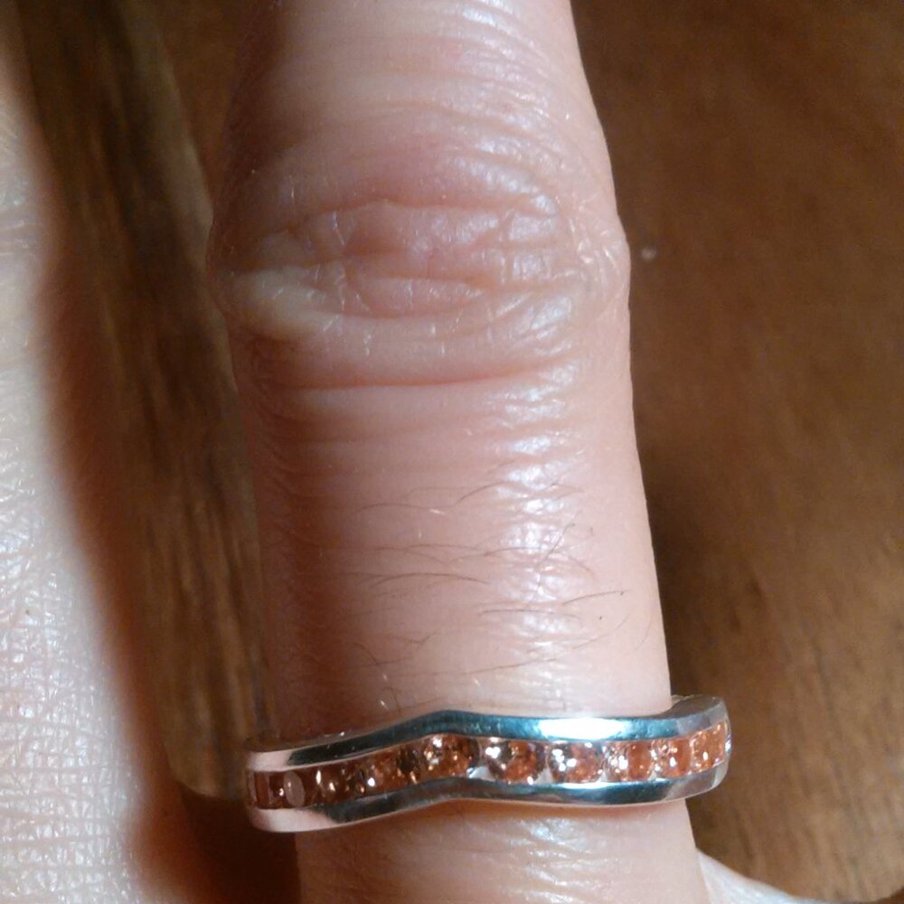 Simulated Champagne Color Diamond Sterling Silver Wishbone Ring (Size 7)